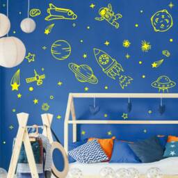 Space Wall Decal, Cosmos Decals, Planets, Earth, Rocket Stickers, Boys Room Design, Nursery Decal 157Nw - thumbnail 3