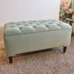 Pale Green Upholstered Ottoman Bench - Seating With Hidden Storage Brand New Hand Made - thumbnail 3