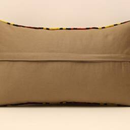Handmade Turkish Kilim Lumbar Pillow Cover, Vintage Wool 12x20 - thumbnail 4