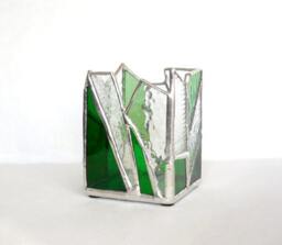 Green & Clear Stained Glass Candle Holder - thumbnail 2