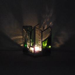Green & Clear Stained Glass Candle Holder - thumbnail 4