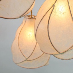 Sculptural Paper Lantern Chandelier Copper & Cream Handmade Lighting - thumbnail 2