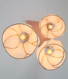 Sculptural Paper Lantern Chandelier Copper & Cream Handmade Lighting - thumbnail 4