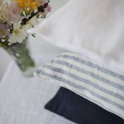Striped, Blue, White Linen Pillow Sham. Blue Stripe Case. Washed Cover. Pillow Cover Standard, Euro, King Sizes - thumbnail 4
