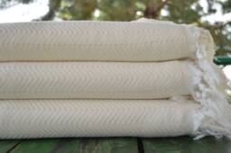 "Natural Blanket, Cream Throw, Throw, Cover, 79""x89"