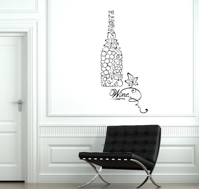 Wall Vinyl Decal Bottle Of Wine Vine Kitchen Restaurant Decor 1922Di - image 1