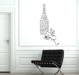 Wall Vinyl Decal Bottle Of Wine Vine Kitchen Restaurant Decor 1922Di - thumbnail 1