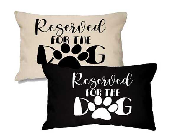 Reserved For The Dog Cushion Cover - Paw Print Cotton Pillow - image 1