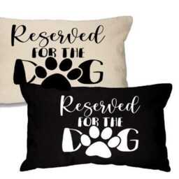 Reserved For The Dog Cushion Cover - Paw Print Cotton Pillow - thumbnail 2