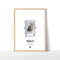 Personalised Tabby Cat Print, Lover, Gift, Pet Portrait, Customised Portrait - thumbnail 1