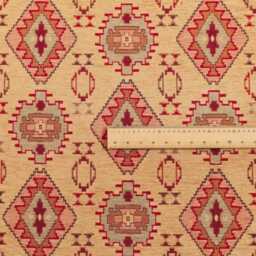 Handmade Upholstered Ottoman Seated Bench - African Tribal Kilim Chenille Jacquard Cream - thumbnail 3