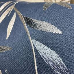 Decorative Navy Blue Cushion Cover, Embroidered Leaf Design Pillow Sham , Cover John Lewis Langley Fabric, Countryside Home - thumbnail 4