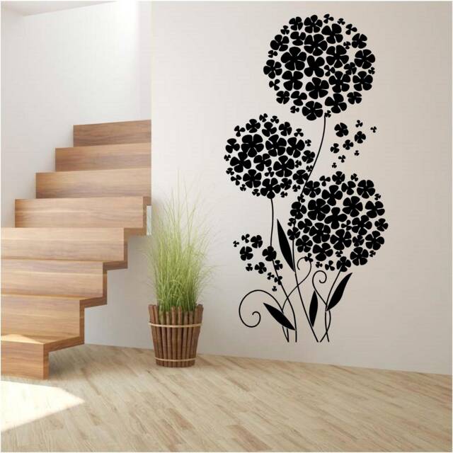 Four Leaf Clover Flowers Vinyl Wall Art, Decal, Sticker, Transfer, Mural, Decor, Rent Friendly, Interior, Exterior, Full - 0955 - image 1