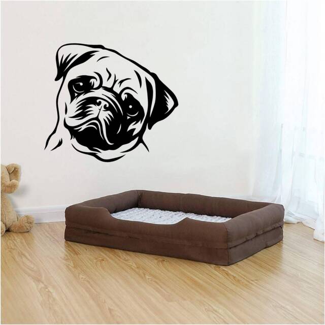 Cute Pug Vinyl Wall Art, Decal, Sticker, Transfer, Mural, Removable, Decor, Rent Friendly, Interior, Exterior, Full Wall, Home Decor - 0978 - image 1