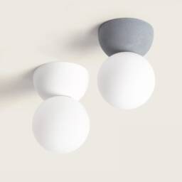 Coni - Modern Concrete Ceiling Light Fixture With Globe Glass Shade Industrial Spotlight Pendant Lamp - thumbnail 1