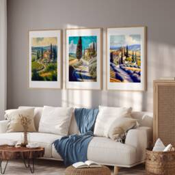 Tuscany Landscape Art Prints Italian Wine Country Set Of 3 - thumbnail 3