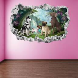 Husky Pug Jack Russell Dog Wall Decal Sticker Mural Poster Print Art Kids Bedroom Home Decor Kr11 - thumbnail 2