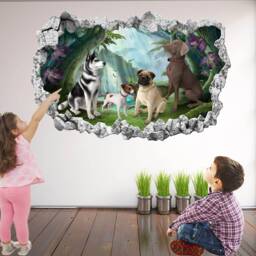 Husky Pug Jack Russell Dog Wall Decal Sticker Mural Poster Print Art Kids Bedroom Home Decor Kr11 - thumbnail 1