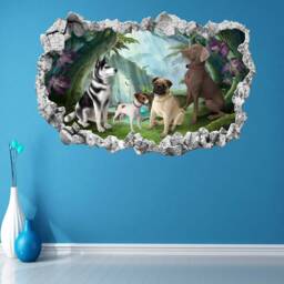Husky Pug Jack Russell Dog Wall Decal Sticker Mural Poster Print Art Kids Bedroom Home Decor Kr11 - thumbnail 3