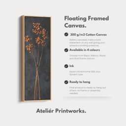Vintage Wild Flowers Vertical Canvas Wall Art - Golden Botanical Skinny Print On Blue For Bedroom, Hallway, Living Room Or Office Walls - thumbnail 3