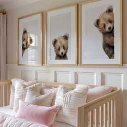Peeking Bear Nursery Print, Peekaboo Decor, Neutral Baby Wall Art, Woodland Digital Prints - thumbnail 2