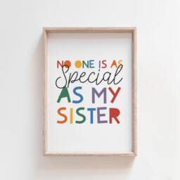 Sister Prints, Sibling Gift, Girls Bedroom Print, Nursery Decor, Playroom Kids Wall Art, Rainbow Prints - thumbnail 1