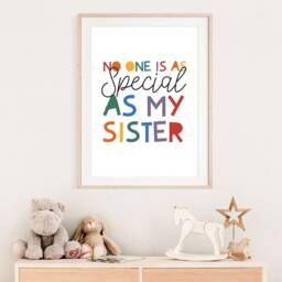 Sister Prints, Sibling Gift, Girls Bedroom Print, Nursery Decor, Playroom Kids Wall Art, Rainbow Prints - thumbnail 2
