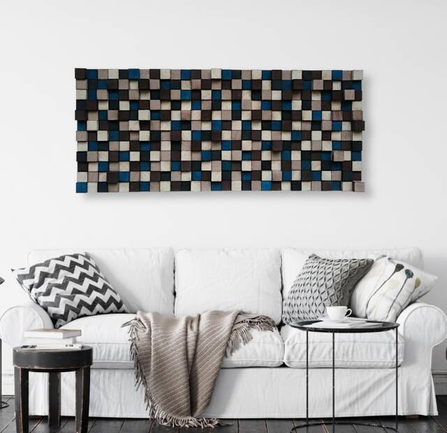 Reclaimed Wood Wall Art, Large Geometric Sculpture - image 1