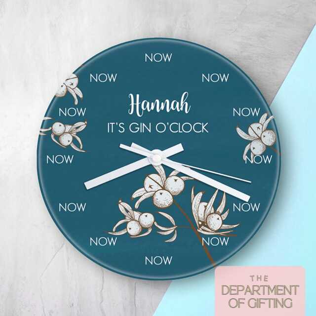 Personalized Gin O'clock Glass Wall Clock - image 1