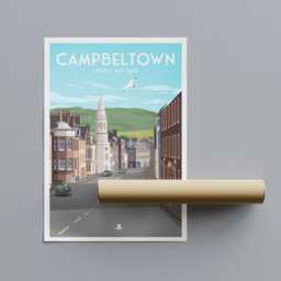Campbeltown Scotland Travel Poster Argyll & Bute Coastal Art - thumbnail 2