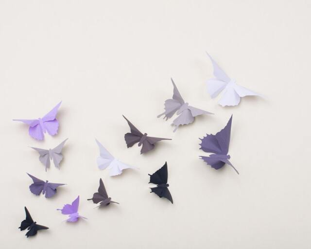 3D Butterfly Wall Art Silhouettes For Girls Room, Nursery, & Home Art Decor - Gradient Of Purple & Grey - image 1