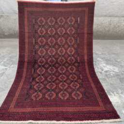 4x6'6 Ft Handmade Afghan Ersari Rug - Bold Red & Black Wool Carpet, Authentic Tribal Oriental Area For Living Room, Hallway, Or Gift - thumbnail 3