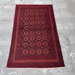 4x6'6 Ft Handmade Afghan Ersari Rug - Bold Red & Black Wool Carpet, Authentic Tribal Oriental Area For Living Room, Hallway, Or Gift - thumbnail 2