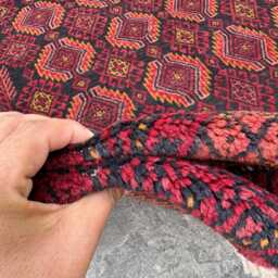 4x6'6 Ft Handmade Afghan Ersari Rug - Bold Red & Black Wool Carpet, Authentic Tribal Oriental Area For Living Room, Hallway, Or Gift - thumbnail 4