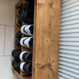 Shoe Bench Shoebench Shoe Rack Rustic Solid Wood Bench Farmhouse Hallway Storage Rack Oak Pine Walnut - thumbnail 3