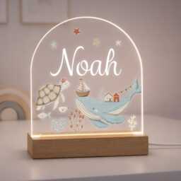 Personalised Led Sealife Lamp, Kids Night Light Gift, Sea Animals Light, Birthday Gifts For Kids, Bedroom Nursery Table - thumbnail 1