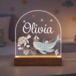 Personalised Led Sealife Lamp, Kids Night Light Gift, Sea Animals Light, Birthday Gifts For Kids, Bedroom Nursery Table - thumbnail 2