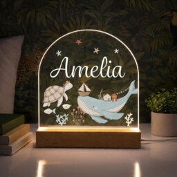 Personalised Led Sealife Lamp, Kids Night Light Gift, Sea Animals Light, Birthday Gifts For Kids, Bedroom Nursery Table - thumbnail 3