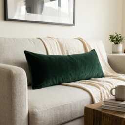 Velvet Dark Green Rectangular Cushion Cover, Forest Lumbar Pillow Covers - All Sizes - thumbnail 2