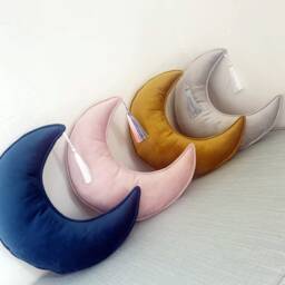Velvet Moon Cushion Pillow With Customisable Tassels & Assorted Colours - Small - thumbnail 1