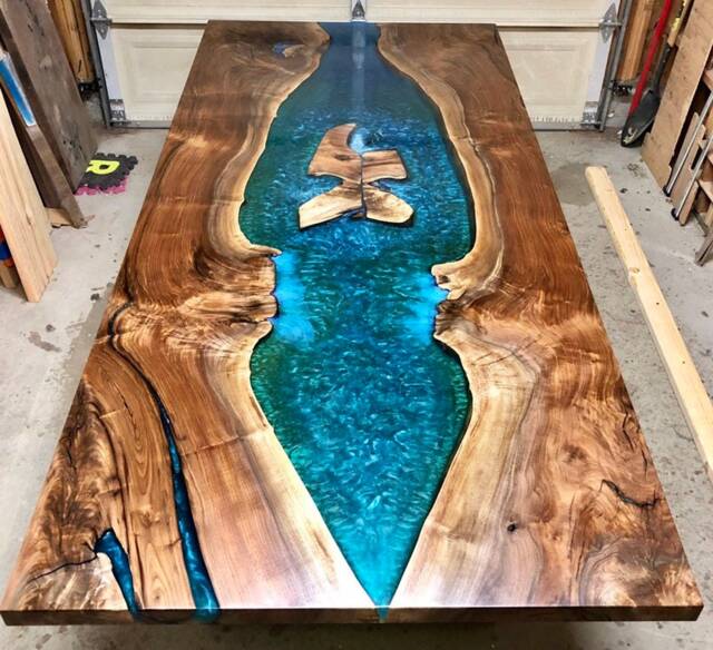 Custom Epoxy Resin River Dining Table - image 1