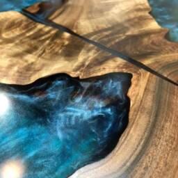 Custom Epoxy Resin River Dining Table - thumbnail 4