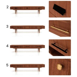 Mid-Century Sideboard, Dresser, Commode, Credenza Made Of Oak Veneer - Teak Colour Livlo T-L01 - thumbnail 3