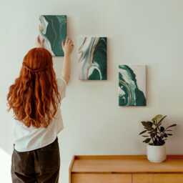 3 Piece Canvas Set - Paint Patterns in Green & White, Wall Art Canvas, Abstract Decor - thumbnail 1