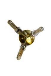 Modern Vintage Sputnik 3 Arm Ceiling Semi Flush Mount/Wall Sconce Light Fixture - Edison Bare Bulb All Brass - thumbnail 2