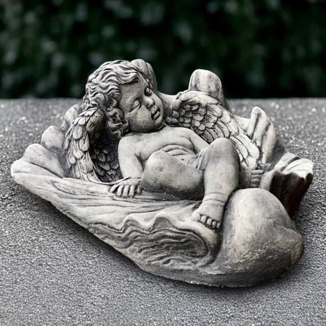 Stone Sleeping Angel Statue Concrete Sculpture Resting Decor Memorial Children Figurine Sleeping Cherub Ornament Lover Gift - image 1