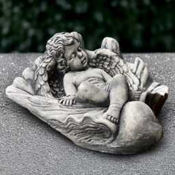 Stone Sleeping Angel Statue Concrete Sculpture Resting Decor Memorial Children Figurine Sleeping Cherub Ornament Lover Gift - thumbnail 1