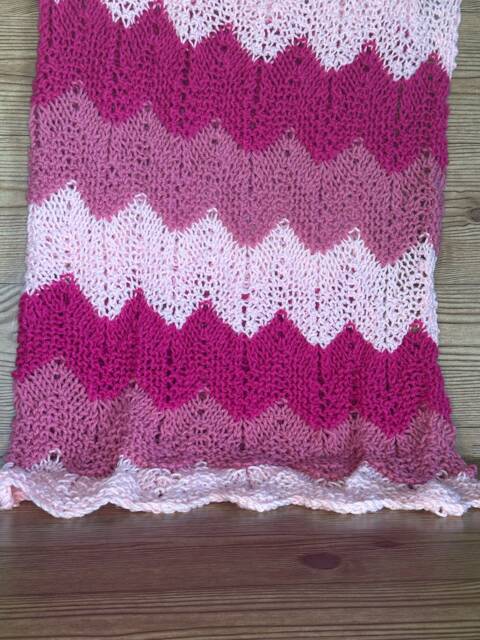 Pink Baby Blanket - Striped Chevron Ombr?? Knitted Shower Gift - image 1