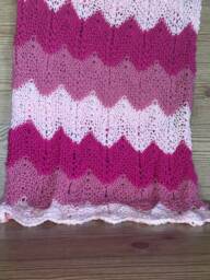 Pink Baby Blanket - Striped Chevron Ombr?? Knitted Shower Gift