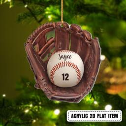 2D Flat Personalized Baseball Christmas Ornament, Team Gift, Tree Custom Ornament